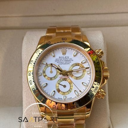 Rolex Cosmograph Daytona 116523 Beyaz Kadran Gold Kasa Super Clone ETA