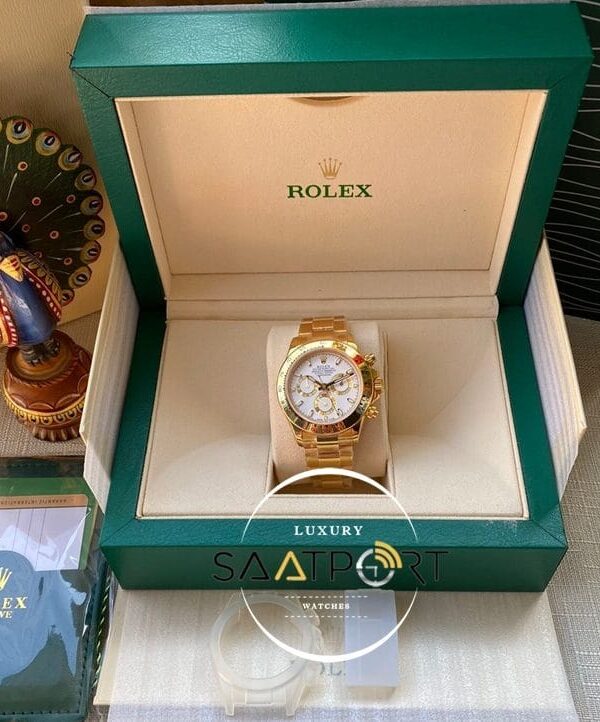 Rolex Cosmograph Daytona 116523 Beyaz Kadran Gold Kasa Super Clone ETA