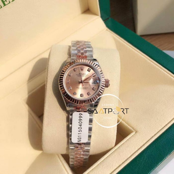 Rolex Datejust Taşlı Gül Kadran Jubile Kordon Super Clone ETA