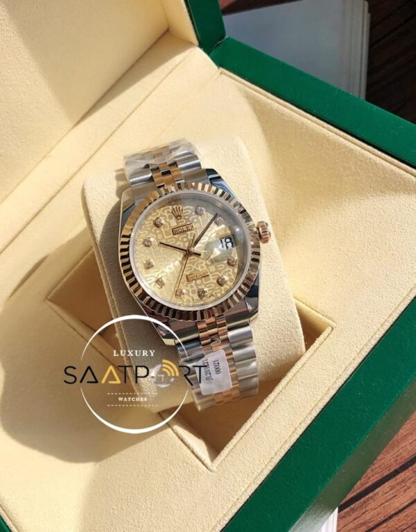 Rolex Datejust 116200 Oyster Özel Seri Taşlı Gold Kadran Super Clone ETA