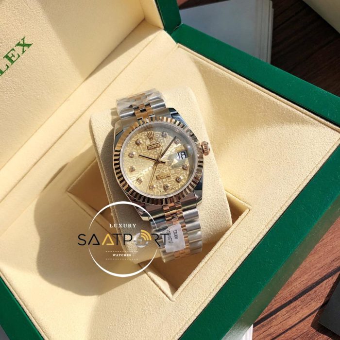 Rolex Datejust 116200 Oyster Özel Seri Taşlı Gold Kadran Super Clone ETA