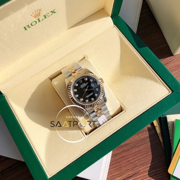 Rolex Datejust 126233 Taşlı Siyah Kadran Jubile Kordon Super Clone ETA