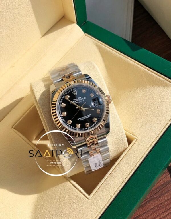 Rolex Datejust 126233 Taşlı Siyah Kadran Jubile Kordon Super Clone ETA