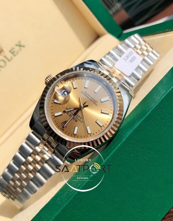 Rolex Datejust 126231 Tırtıklı Rose Bezel Rose Kadran Super Clone ETA