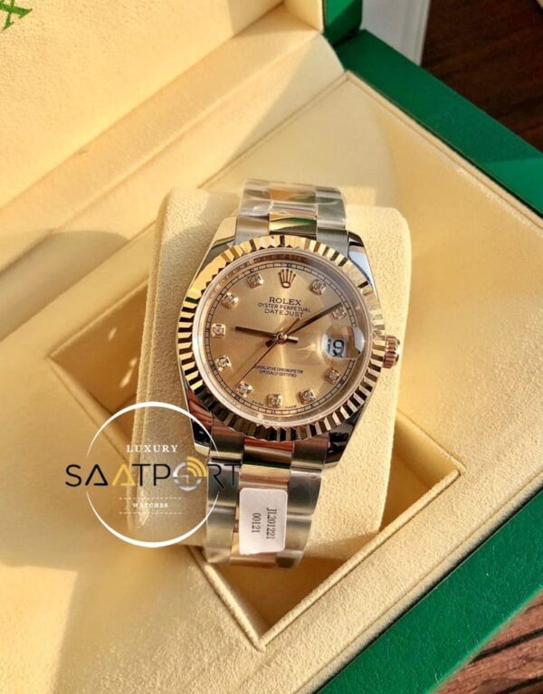 Rolex Datejust 126233 Taşlı Gold Kadran Oyster Super Clone ETA