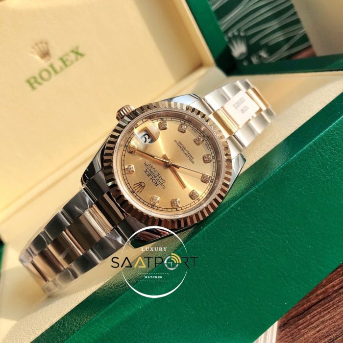 Rolex Datejust 126233 Taşlı Gold Kadran Oyster Super Clone ETA