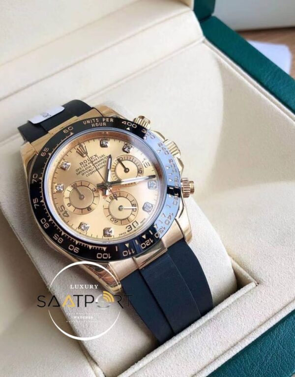 Rolex Cosmograph Daytona Yeni 42mm Taşlı Gold Kadran Super Clone ETA