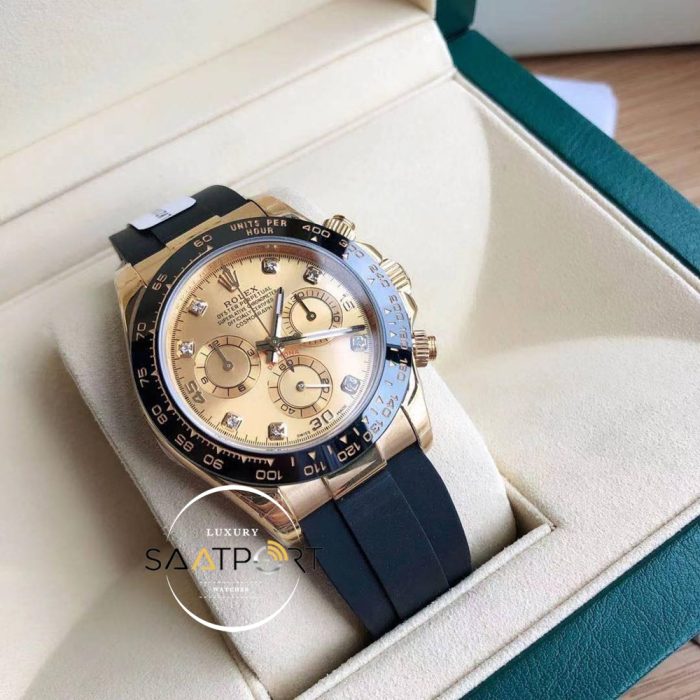 Rolex Cosmograph Daytona Yeni 42mm Taşlı Gold Kadran Super Clone ETA