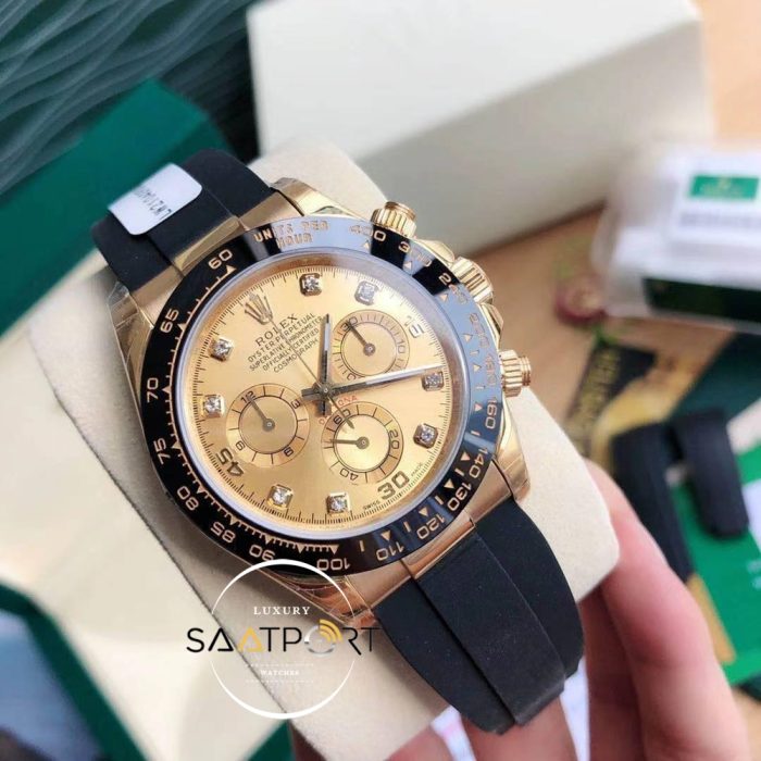 Rolex Cosmograph Daytona Yeni 42mm Taşlı Gold Kadran Super Clone ETA