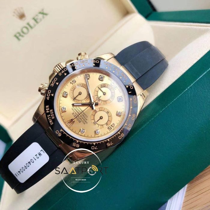 Rolex Cosmograph Daytona Yeni 42mm Taşlı Gold Kadran Super Clone ETA