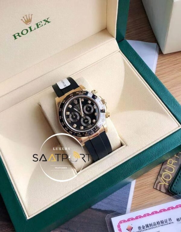 Rolex Cosmograph Daytona Yeni 42mm Taşlı Siyah Kadran Super Clone ETA