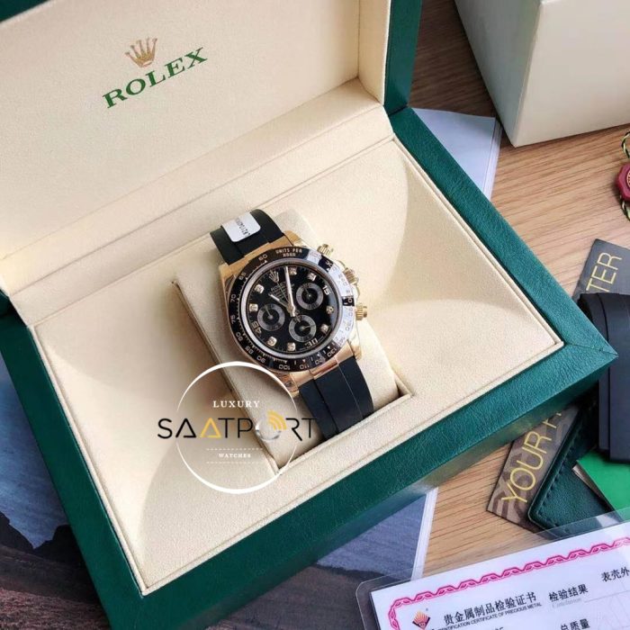 Rolex Cosmograph Daytona Yeni 42mm Taşlı Siyah Kadran Super Clone ETA