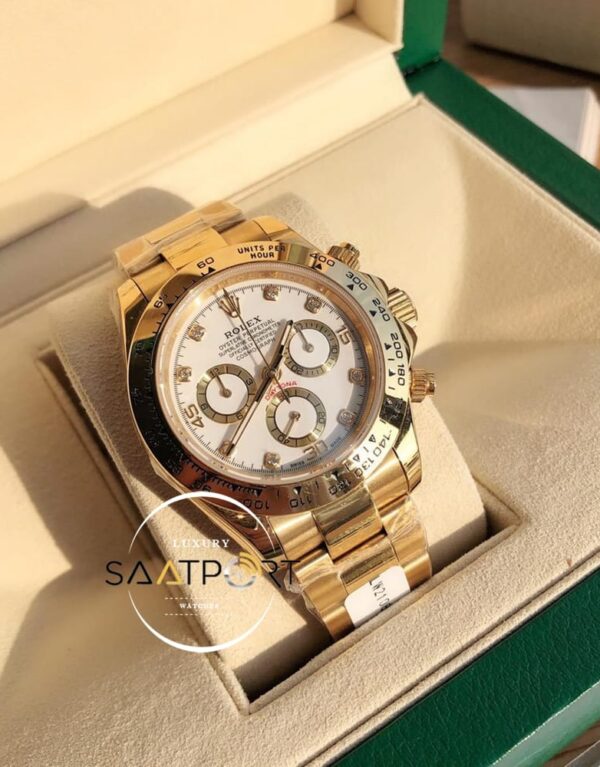 Rolex Cosmograph Daytona 116508LN Taşlı Beyaz Kadran Super Clone ETA