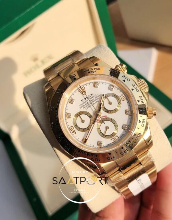 Rolex Cosmograph Daytona 116508LN Taşlı Beyaz Kadran Super Clone ETA