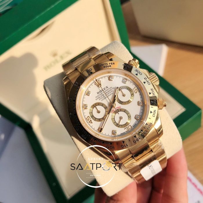 Rolex Cosmograph Daytona 116508LN Taşlı Beyaz Kadran Super Clone ETA