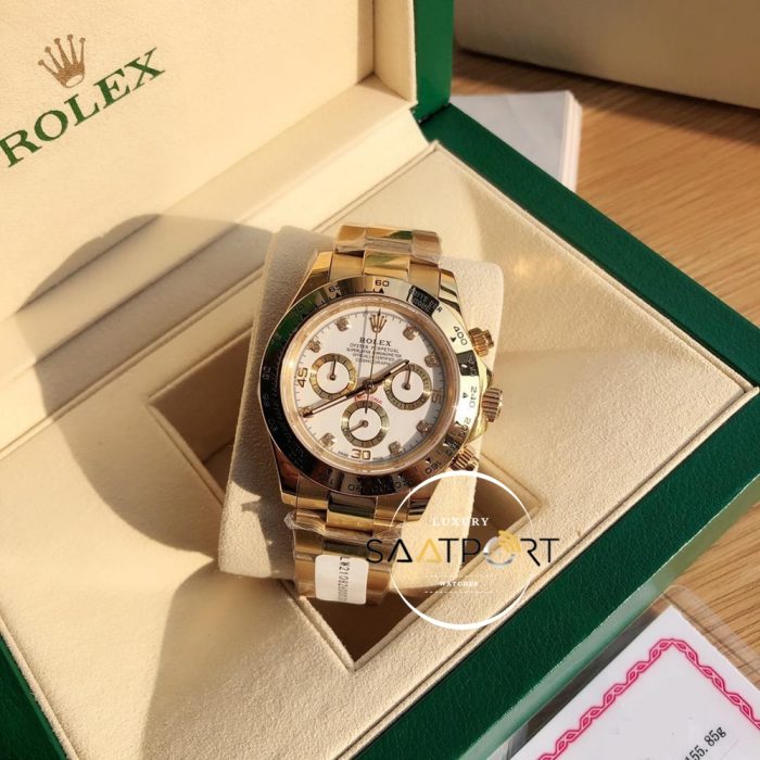 Rolex Cosmograph Daytona 116508LN Taşlı Beyaz Kadran Super Clone ETA