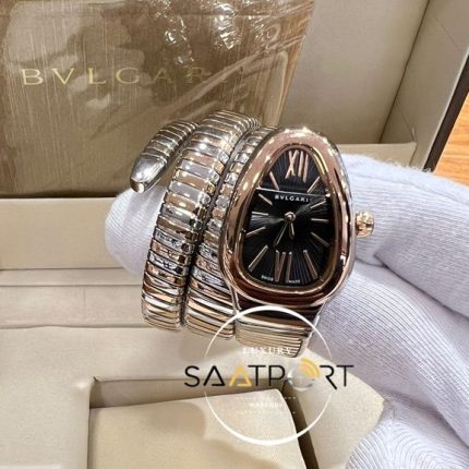 Bvlgari Serpenti Rose Gümüş Kordon Roma Rakamlı Siyah Kadran