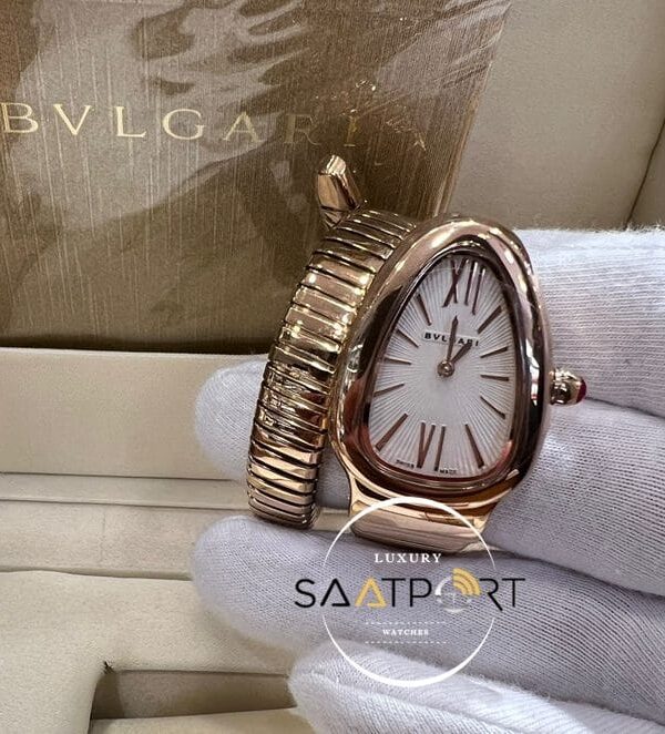 Bvlgari Serpenti Yılan Serisi Beyaz Kadran Full Gold Kasa