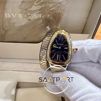 Bvlgari Serpenti Roma Rakamlı Mavi Kadran Baget Taşlı Bezel