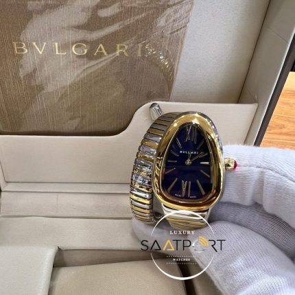 Bvlgari Serpenti Gold Bezel Roma Rakamlı Mavi Kadran