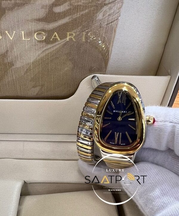 Bvlgari Serpenti Gold Bezel Roma Rakamlı Mavi Kadran