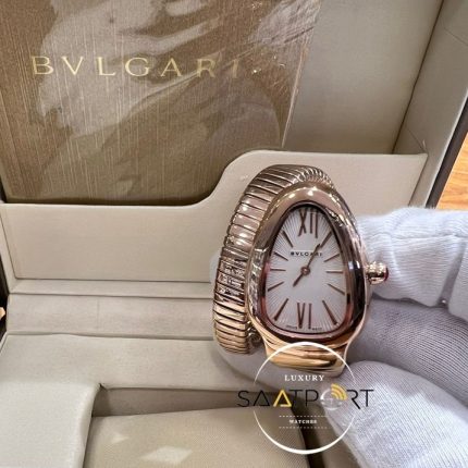 Bvlgari Yılan Serisi Serpenti Rose Kasa Roma Rakamlı Beyaz Kadran