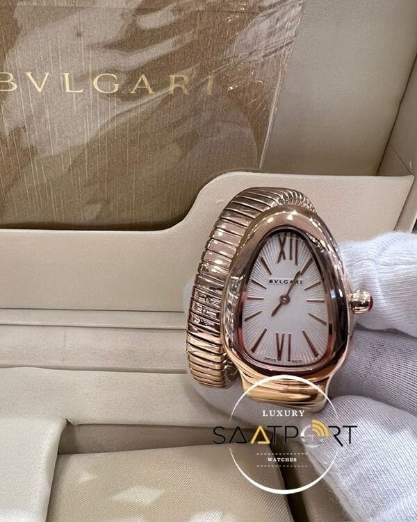Bvlgari Yılan Serisi Serpenti Rose Kasa Roma Rakamlı Beyaz Kadran