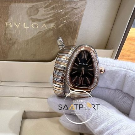 Bvlgari Yılan Serpenti Modeli Baget Taşlı Bezel Siyah Kadran