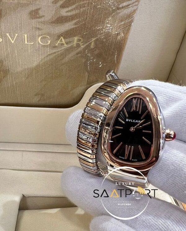 Bvlgari Rose Bezel Serpenti Serisi Roma Rakamlı Siyah Kadran