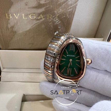 Bvlgari Yeşil Serpenti Modeli Roma Rakamlı Kadran Rose Kasa