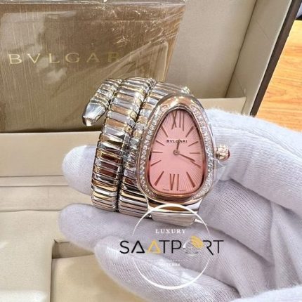 Bvlgari Serpenti Yılan Serisi Pembe Kadran Baget Taşlı Kasa