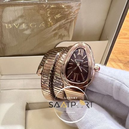 Bvlgari Serpenti Yılan Modeli Rose Kasa Roma Rakamlı Siyah Kadran