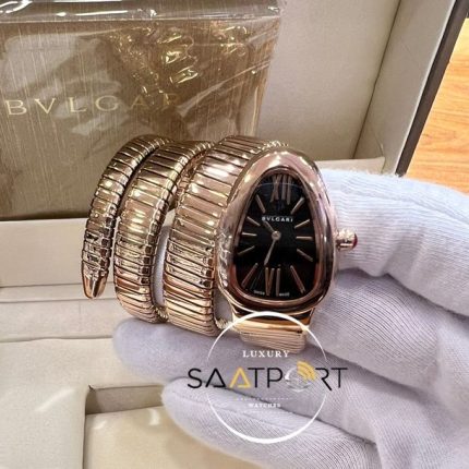 Bvlgari Yılan Serpenti Rose Kasa Roma Rakamlı Siyah Kadran