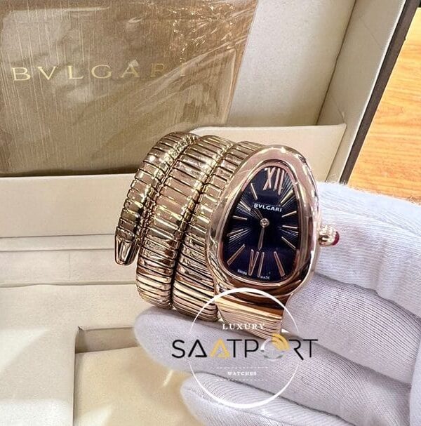 Bvlgari Yılan Serpenti Gold Kasa Roma Rakamlı Siyah Kadran