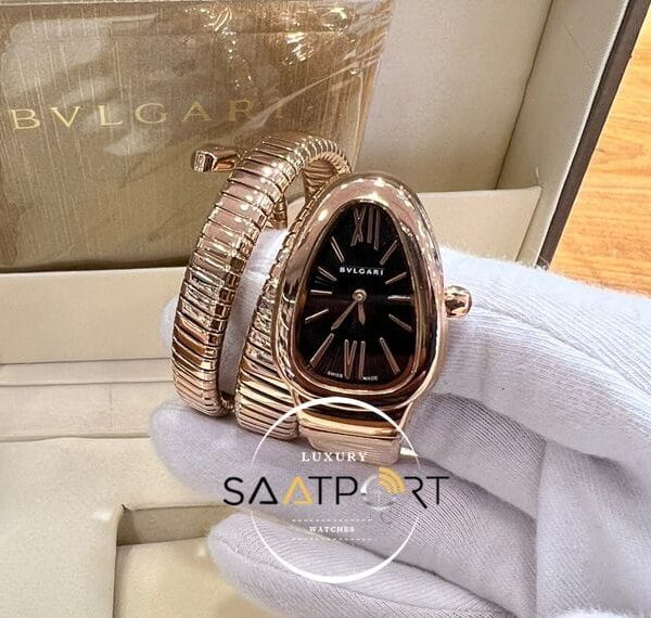 Bvlgari Roma Rakamlı Serpenti Full Rose Kasa Siyah Kadran
