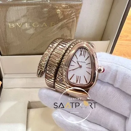 Bvlgari Roma Rakamlı Beyaz Kadran Serpenti Full Rose Kasa