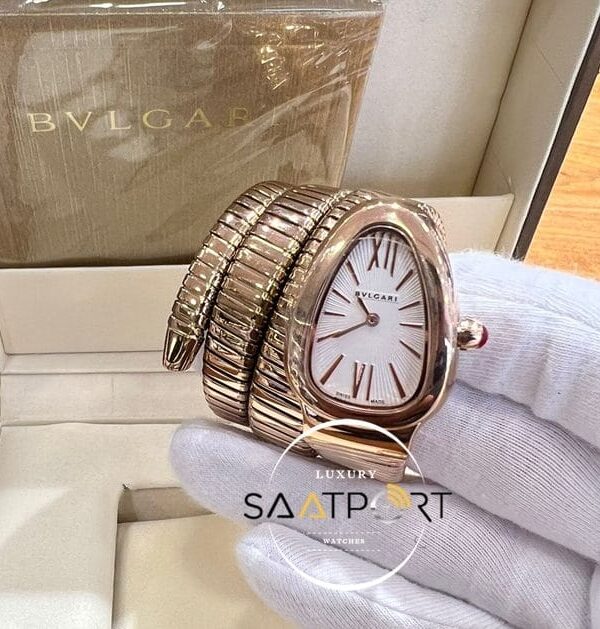 Bvlgari Roma Rakamlı Beyaz Kadran Serpenti Full Rose Kasa