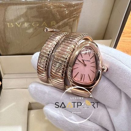 Bvlgari Serpenti Yılan Modeli Gold Kordon Roma Rakamlı Pembe Kadran