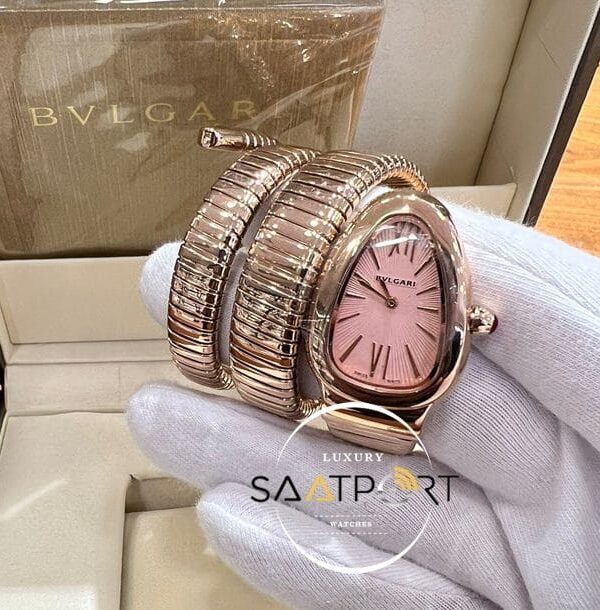 Bvlgari Serpenti Yılan Modeli Gold Kordon Roma Rakamlı Pembe Kadran