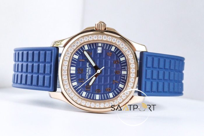 Patek Philippe Rose Çelik Kasa Taşlı Lady Aquanaut Luce Mavi Kadran