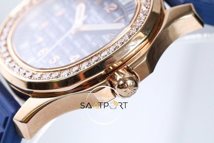 Patek Philippe Rose Çelik Kasa Taşlı Lady Aquanaut Luce Mavi Kadran