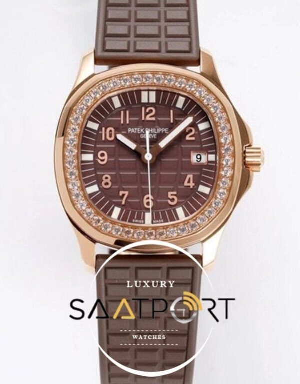 Patek Philippe 5068R-001 Lady Aquanaut Luce Taşlı Bezel Kahve Kadran