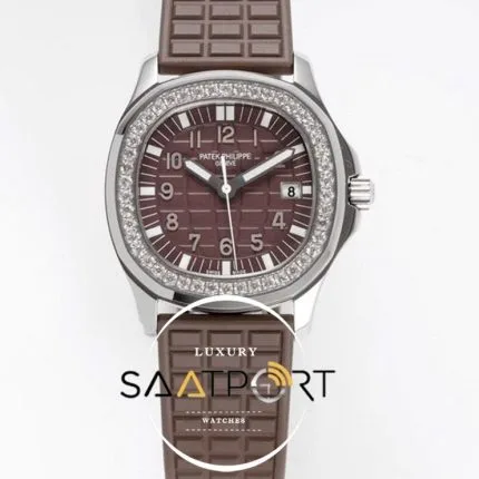 Patek Philippe Lady Aquanaut Luce 5067A-023 Çelik Kasa Taşlı Bezel Kahverengi Kadran