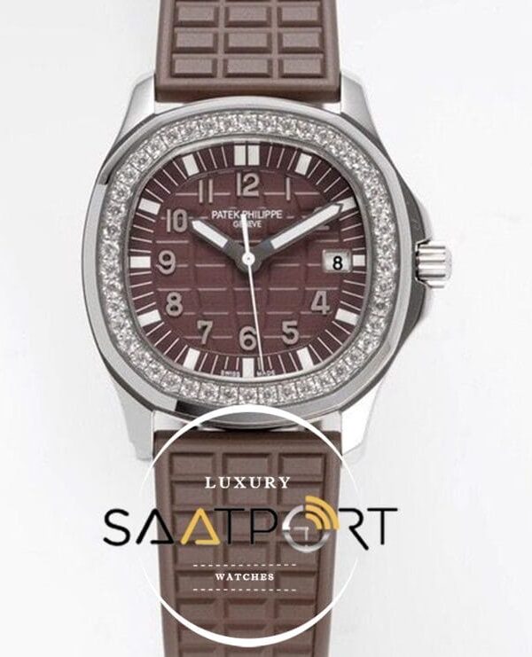 Patek Philippe Lady Aquanaut Luce 5067A-023 Çelik Kasa Taşlı Bezel Kahverengi Kadran