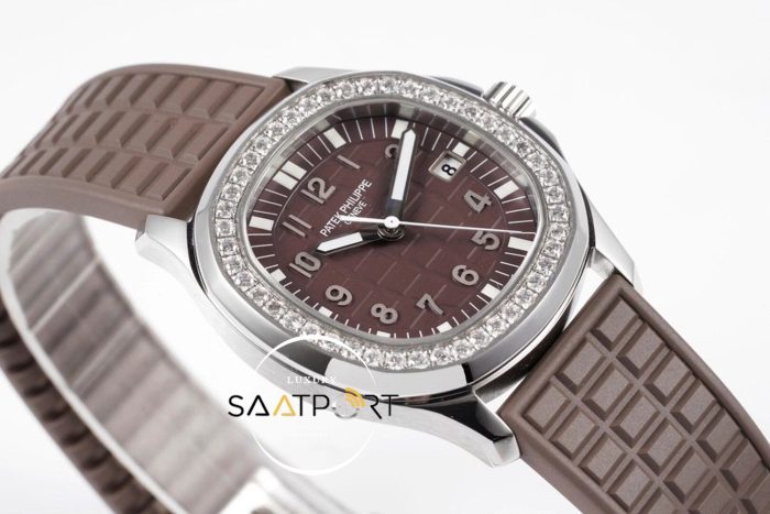 Patek Philippe Lady Aquanaut Luce 5067A-023 Çelik Kasa Taşlı Bezel Kahverengi Kadran