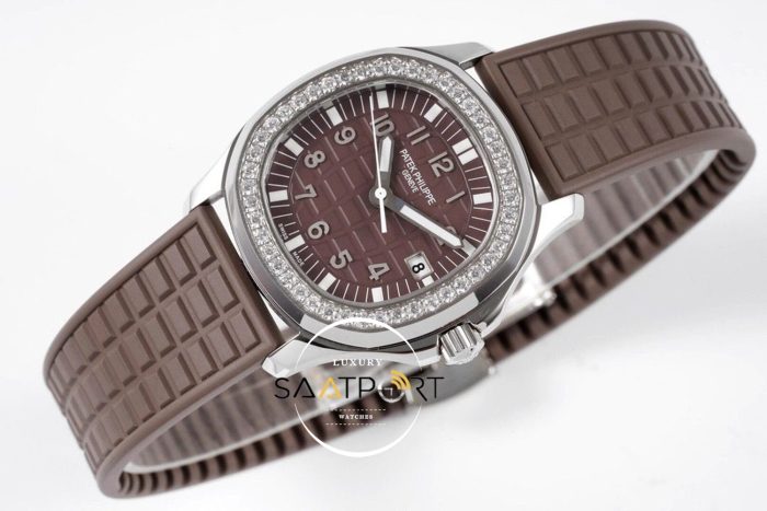 Patek Philippe Lady Aquanaut Luce 5067A-023 Çelik Kasa Taşlı Bezel Kahverengi Kadran