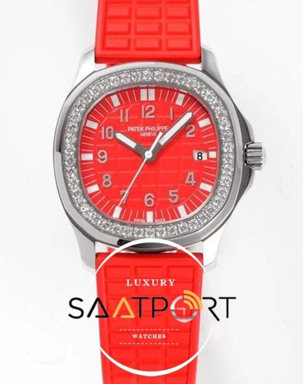 Patek Philippe Lady Aquanaut Luce 5067A Taşlı Bezel Kırmızı Kadran
