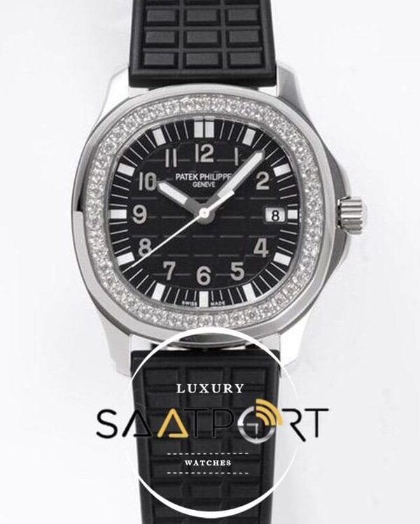 Patek Philippe Lady Aquanaut Luce 5067A-001 Çelik Kasa Taşlı Bezel Siyah Kadran