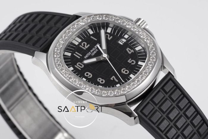 Patek Philippe Lady Aquanaut Luce 5067A-001 Çelik Kasa Taşlı Bezel Siyah Kadran