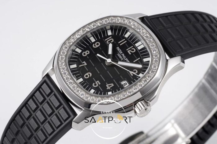 Patek Philippe Lady Aquanaut Luce 5067A-001 Çelik Kasa Taşlı Bezel Siyah Kadran